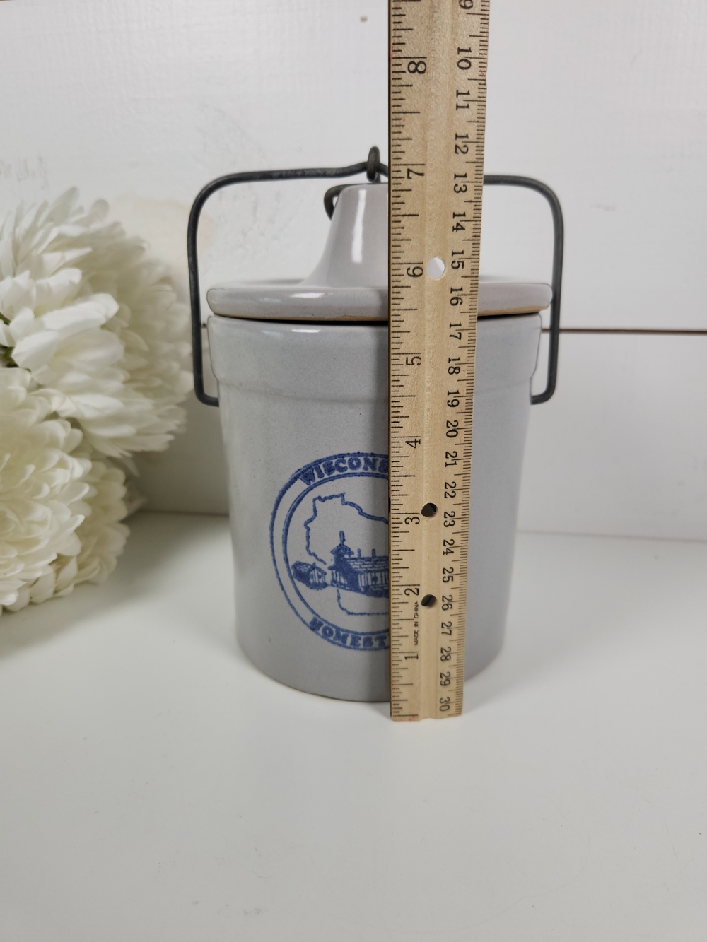 Vintage Wisconsin Homestead Crock w/ Bail Closure Lid |Butter / Cheese Stoneware - Picture 10 of 10